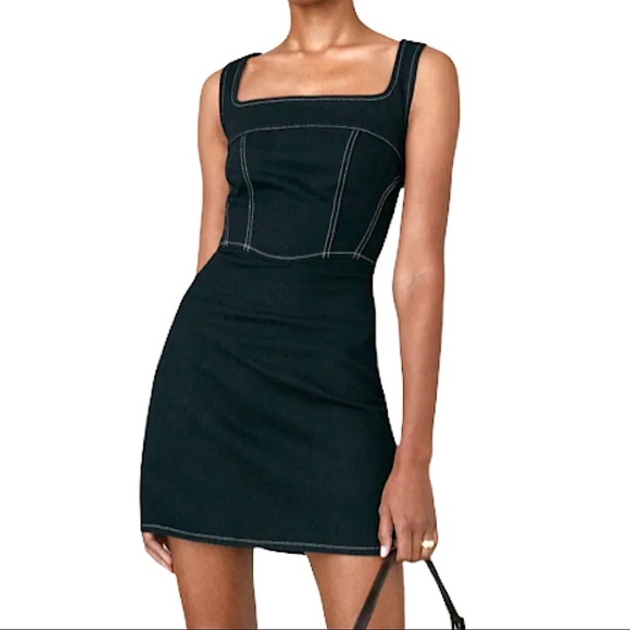 Reformation | Dresses | Reformation Davies Bustier Black Denim Mini Dress |  Poshmark